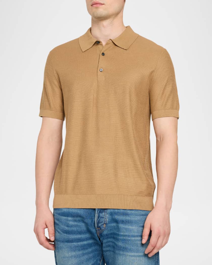 Theory Men's Silk-Cotton Polo Shirt | Neiman Marcus
