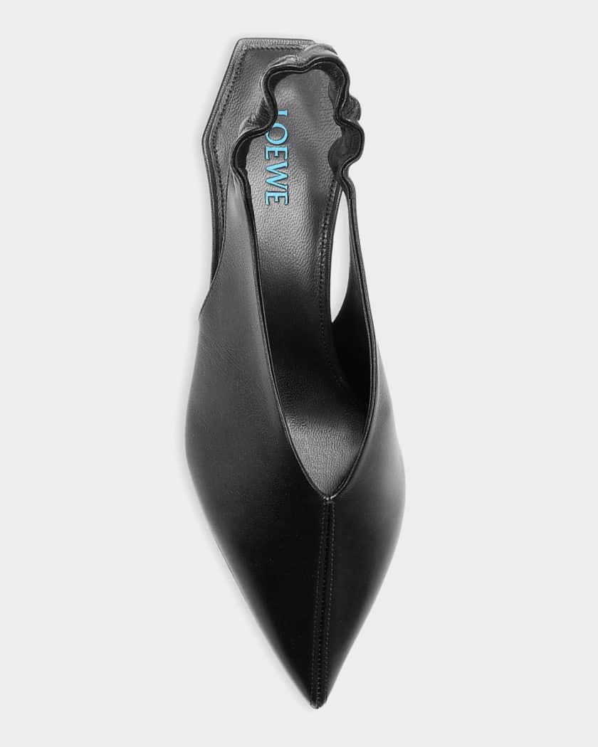 Loewe 45mm Origami Cubic Leather Slingback Pumps | Neiman Marcus