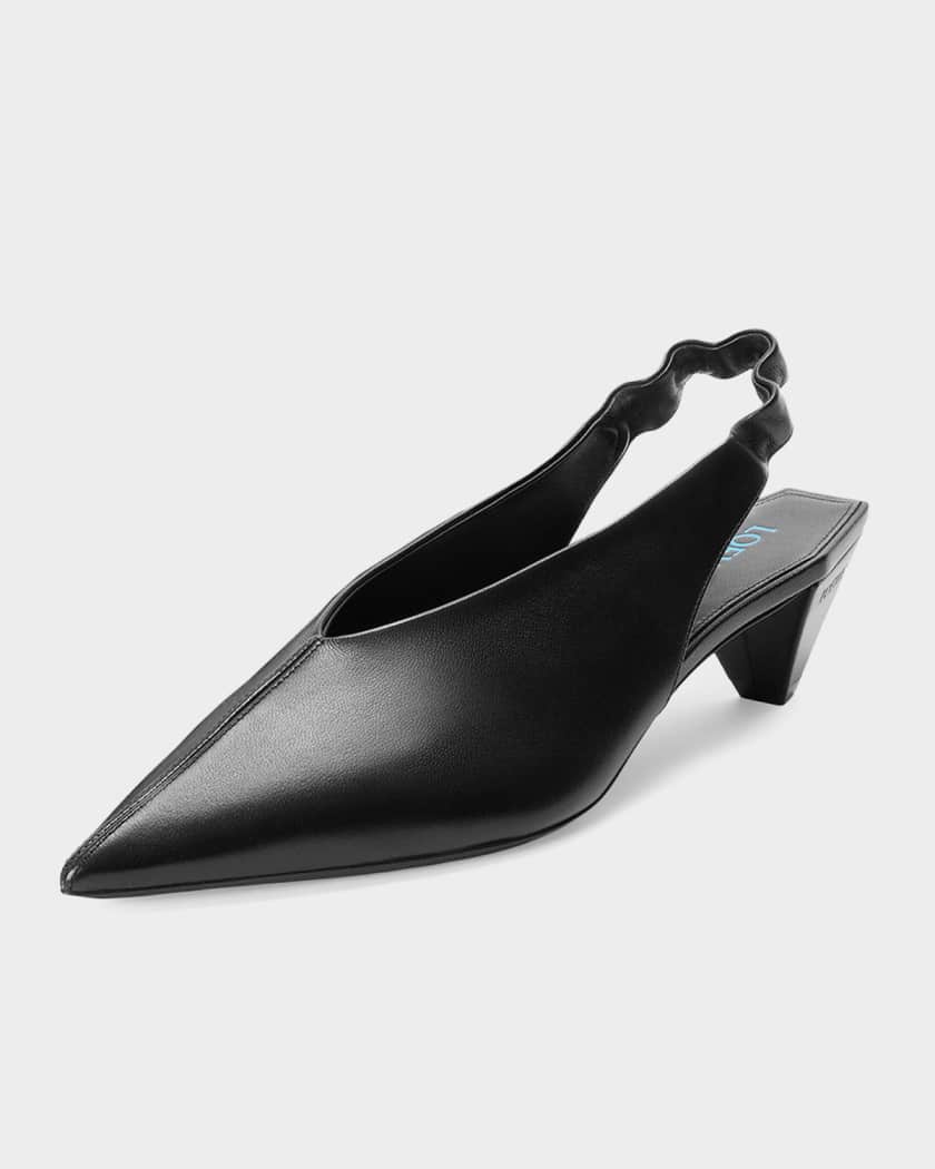 Loewe 45mm Origami Cubic Leather Slingback Pumps | Neiman Marcus