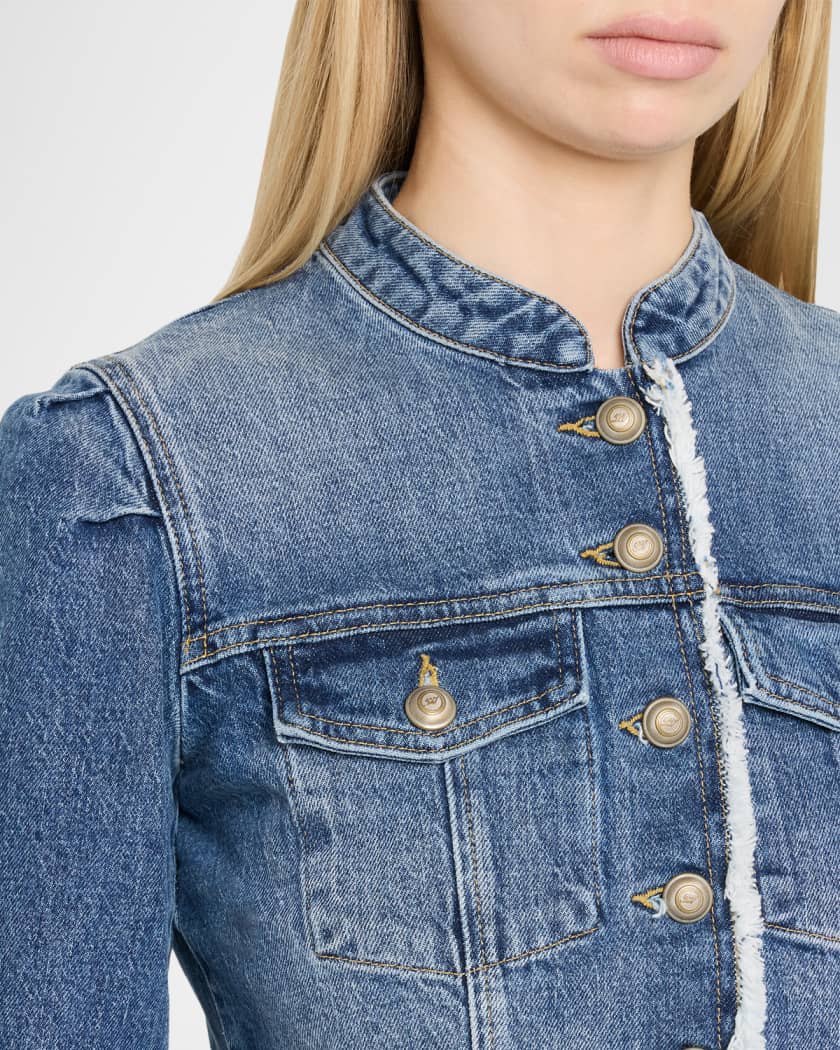 Cinq a Sept Avril Frayed Denim Jacket | Neiman Marcus
