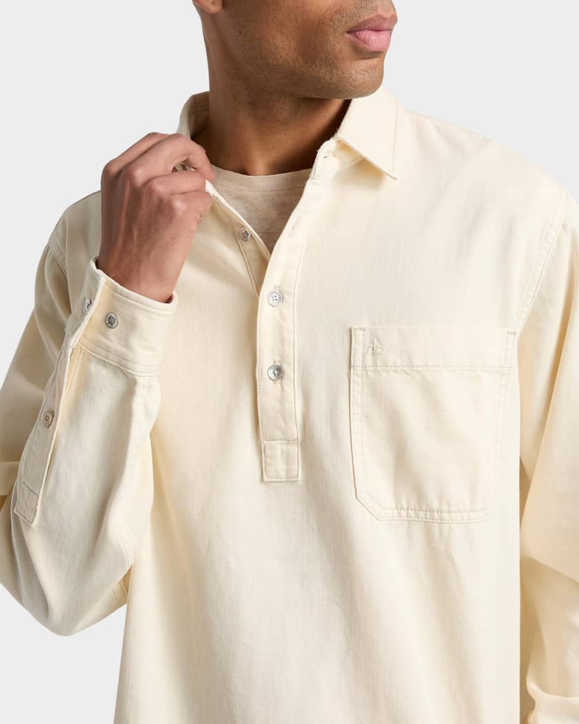 Rag & Bone Men's Denim Long-Sleeve Polo Shirt | Neiman Marcus