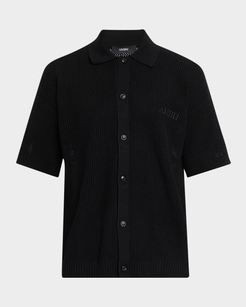 Amiri Men's Crochet-Knit Mesh Cotton Shirt | Neiman Marcus