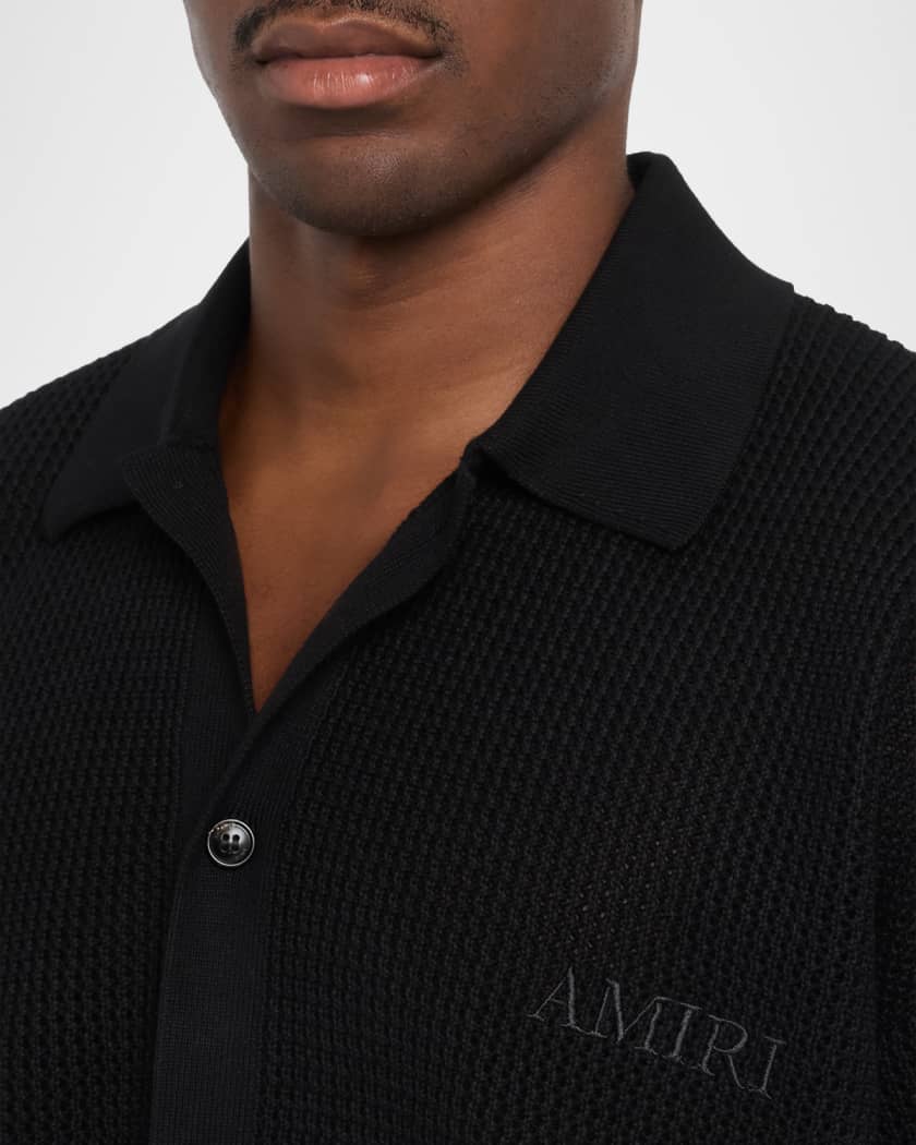 Amiri Men's Crochet-Knit Mesh Cotton Shirt | Neiman Marcus