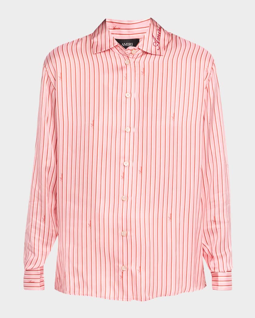 amiri dress shirt Striped Button-Front An homage to AMIRIs Arts District origins appears in familiar form in this shirt in crisp cotton AMIRI Round Pocket Dress Shirt