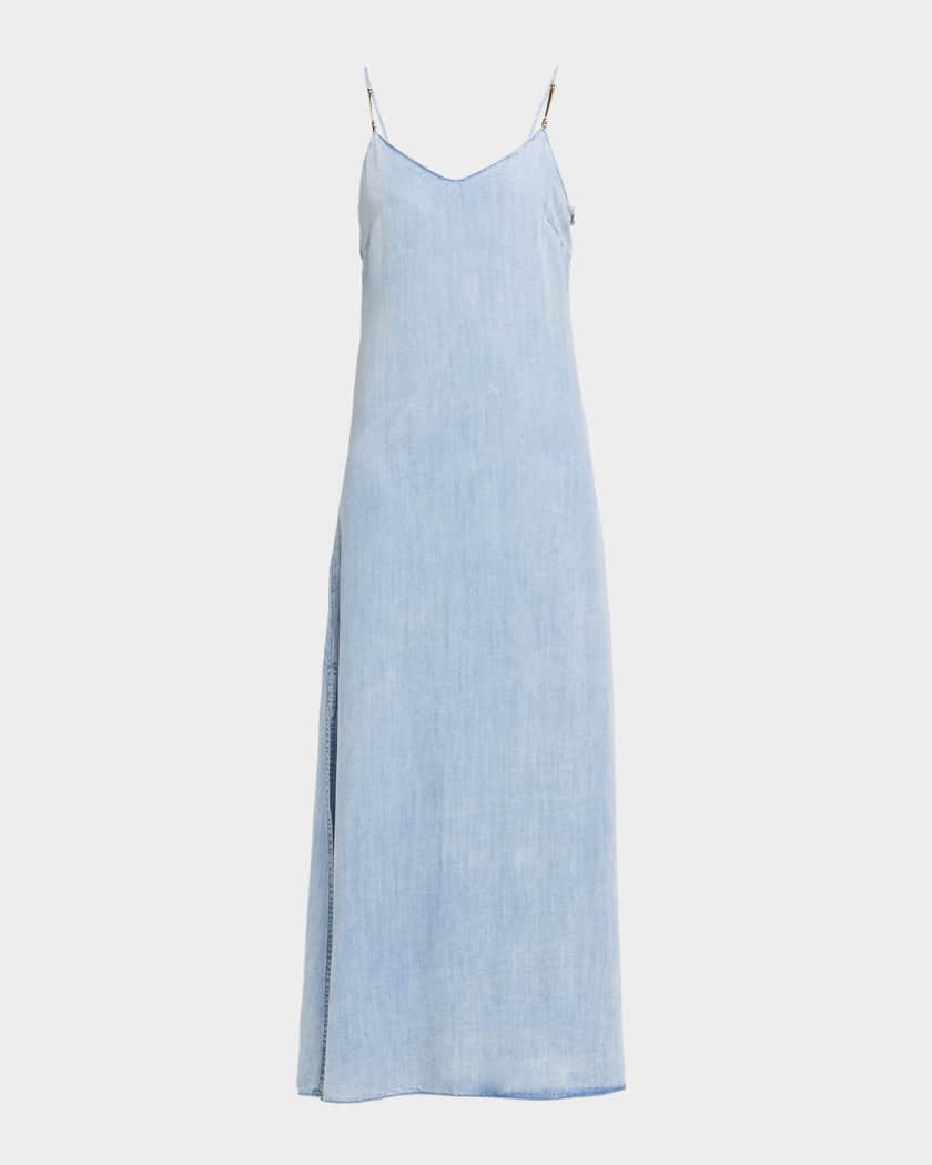 denim maxi slip dress Livesso Women Distressed Washed Denim Maxi Slip Dress Summer Women Dresses  Sundress