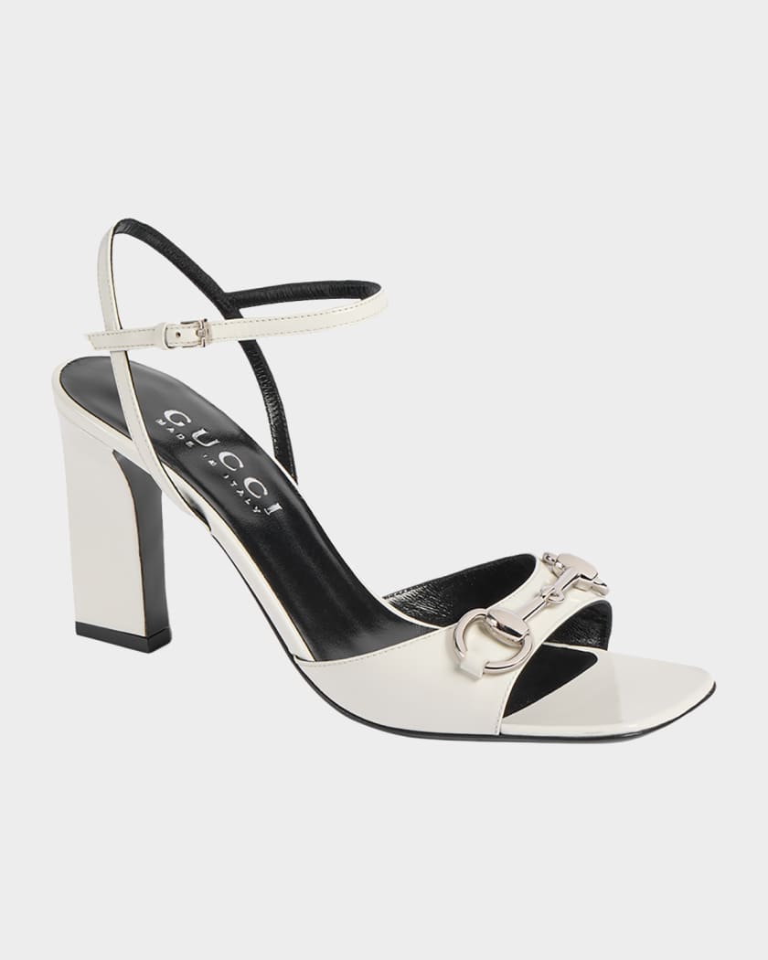 Gucci 85mm Signora Patent Leather Sandals with Horsebit | Neiman