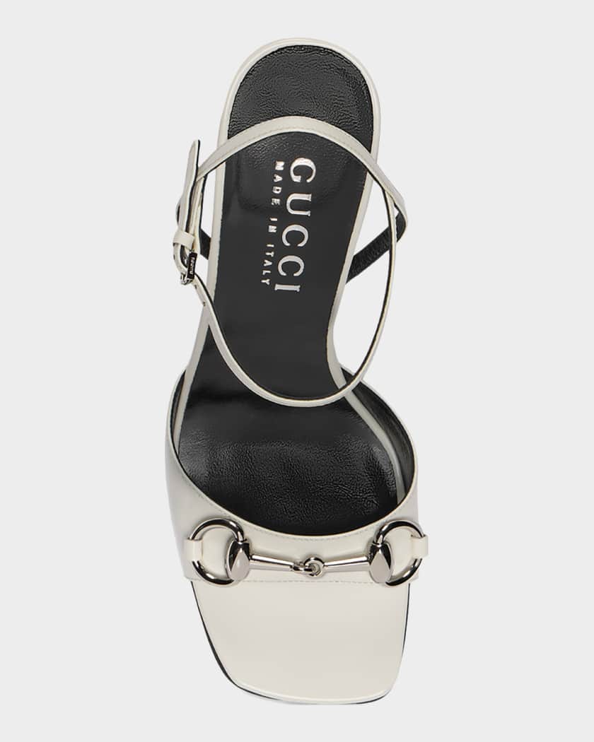 ごる蔵GUCCI Logo Black Patent Silver Gucci 85mm Signora Patent Leather Sandals with Horsebit | Neiman