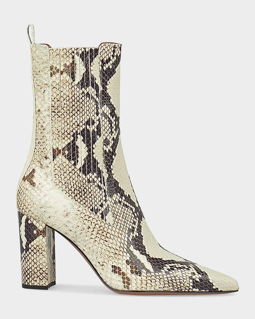 Paris Texas Anja 85MM Snakeskin-Embossed Leather Ankle Boots
