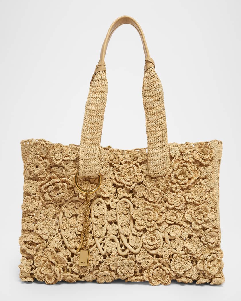 Chloe SUMMER BANANAトートバッグ(stormy sea) Chloe Summer Banana Small Floral Raffia Tote Bag | Neiman Marcus