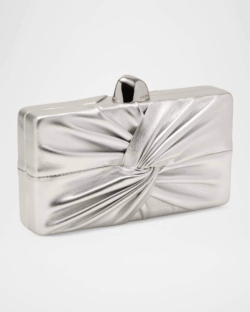 Cult Gaia Lisse Twisted Metallic Leather Clutch Bag | Neiman Marcus
