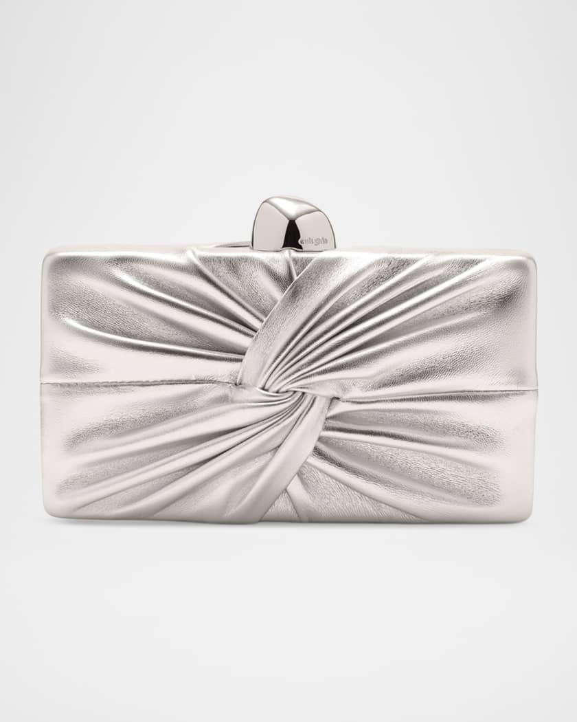 Cult Gaia Lisse Twisted Metallic Leather Clutch Bag | Neiman Marcus