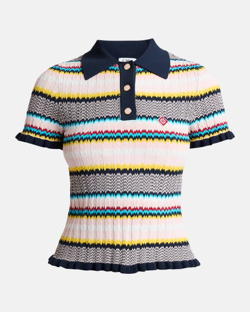 Casablanca Chevron Short-Sleeve Polo Shirt | Neiman Marcus