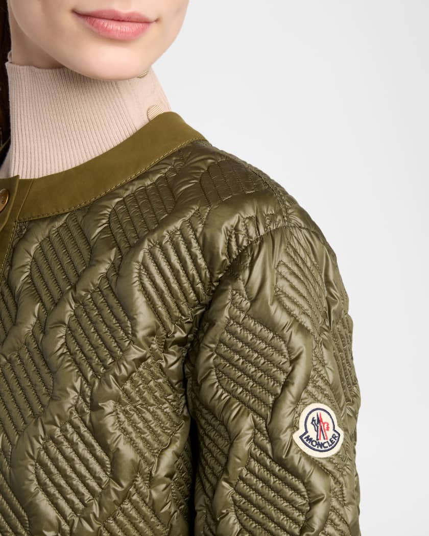Moncler Libellule Geometric Quilted Short Down Jacket | Neiman Marcus