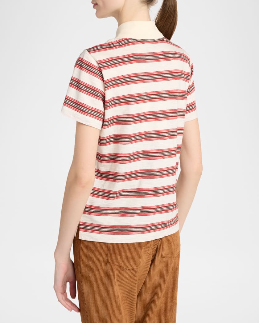 Moncler Striped Short-Sleeve Polo | Neiman Marcus