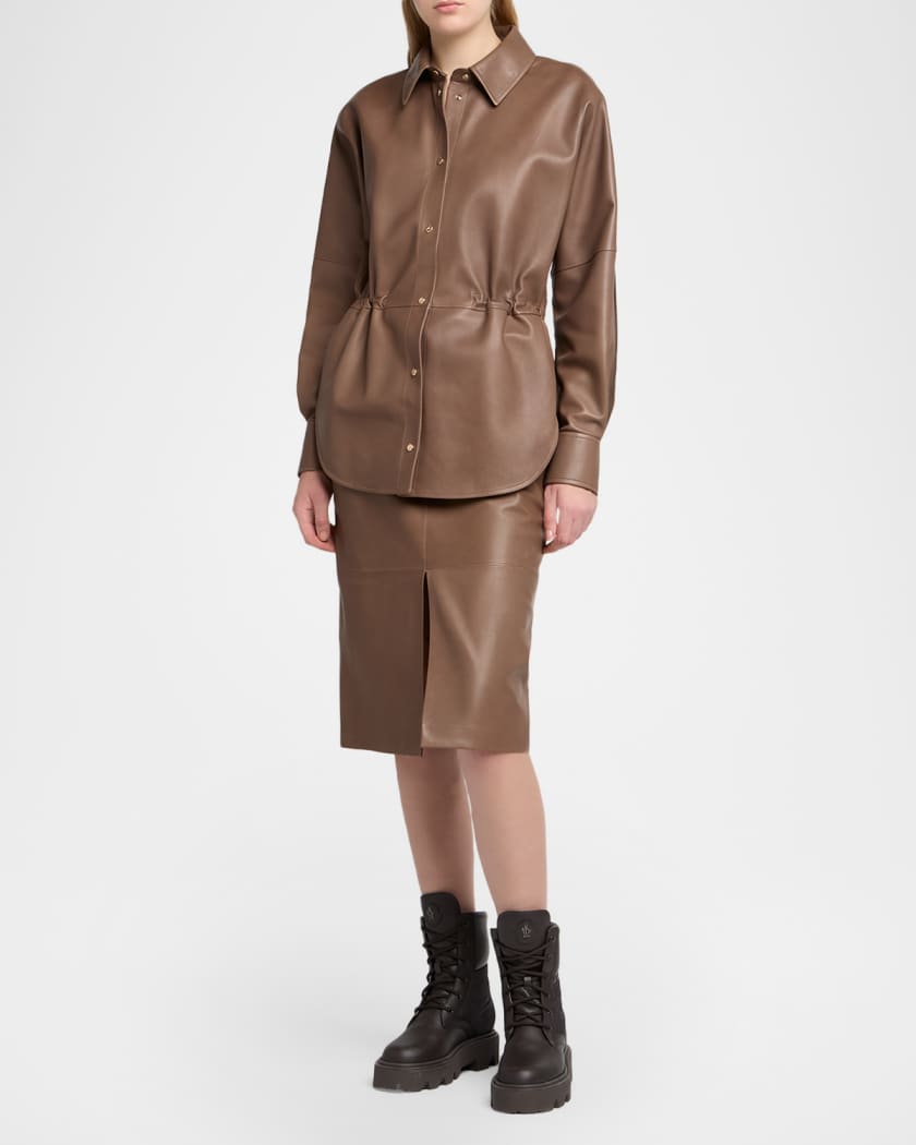 Moncler Leather & Nylon Shirt | Neiman Marcus