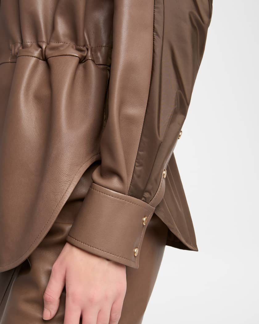 Moncler Leather & Nylon Shirt | Neiman Marcus