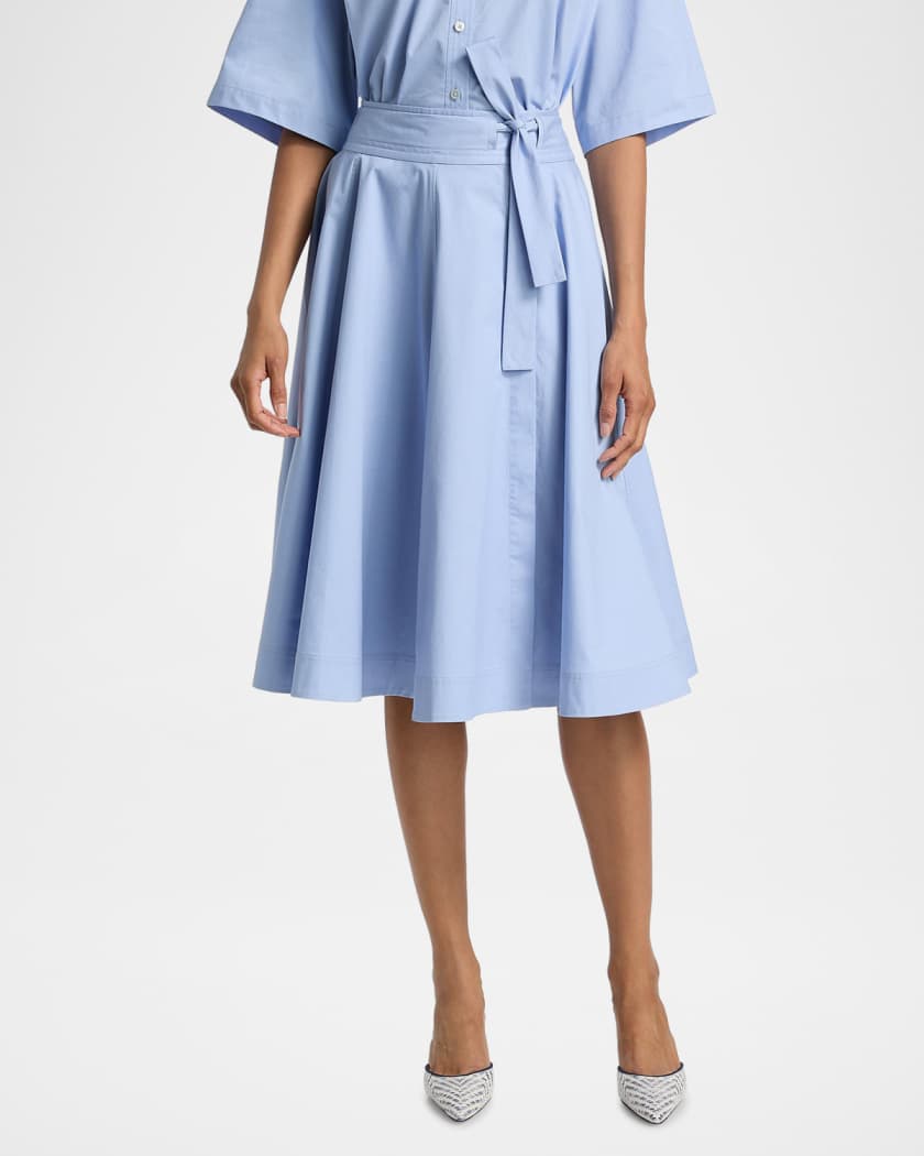 Derek Lam 10 Crosby Sage Cotton-Twill Wrap Skirt | Neiman Marcus