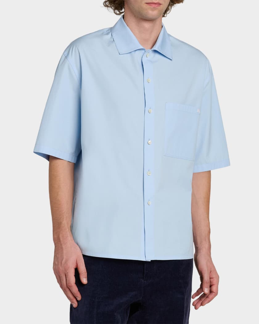Jil Sander Logo-Embroidered Cotton Poplin Shirt | Neiman Marcus