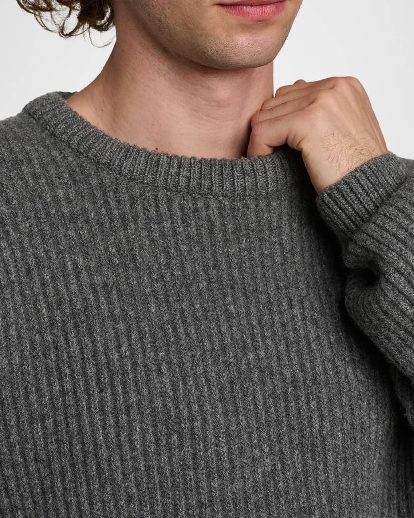 Jil Sander Men's Fisherman's Rib Knit Crewneck Sweater | Neiman Marcus