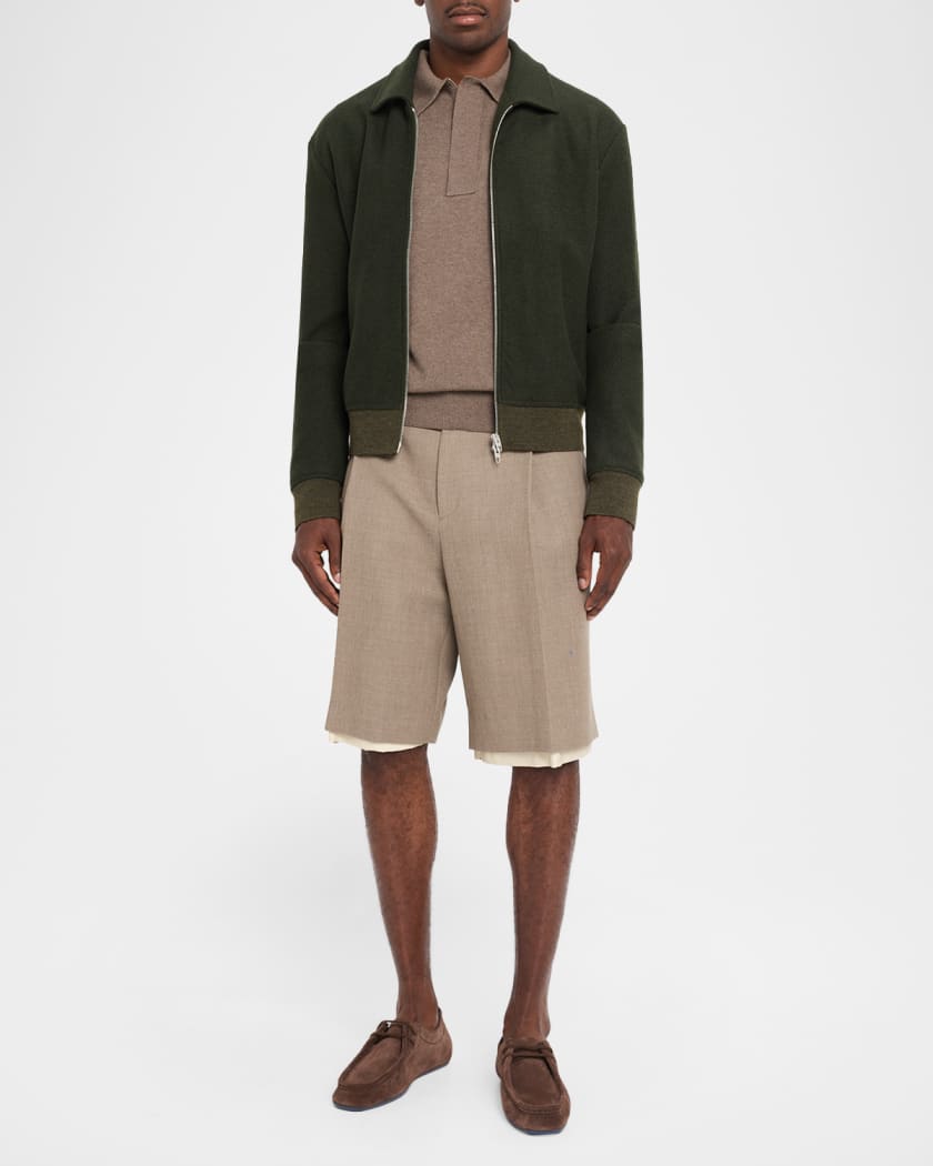 Jil Sander Men's Wool Zip Up Sweatshirt | Neiman Marcus