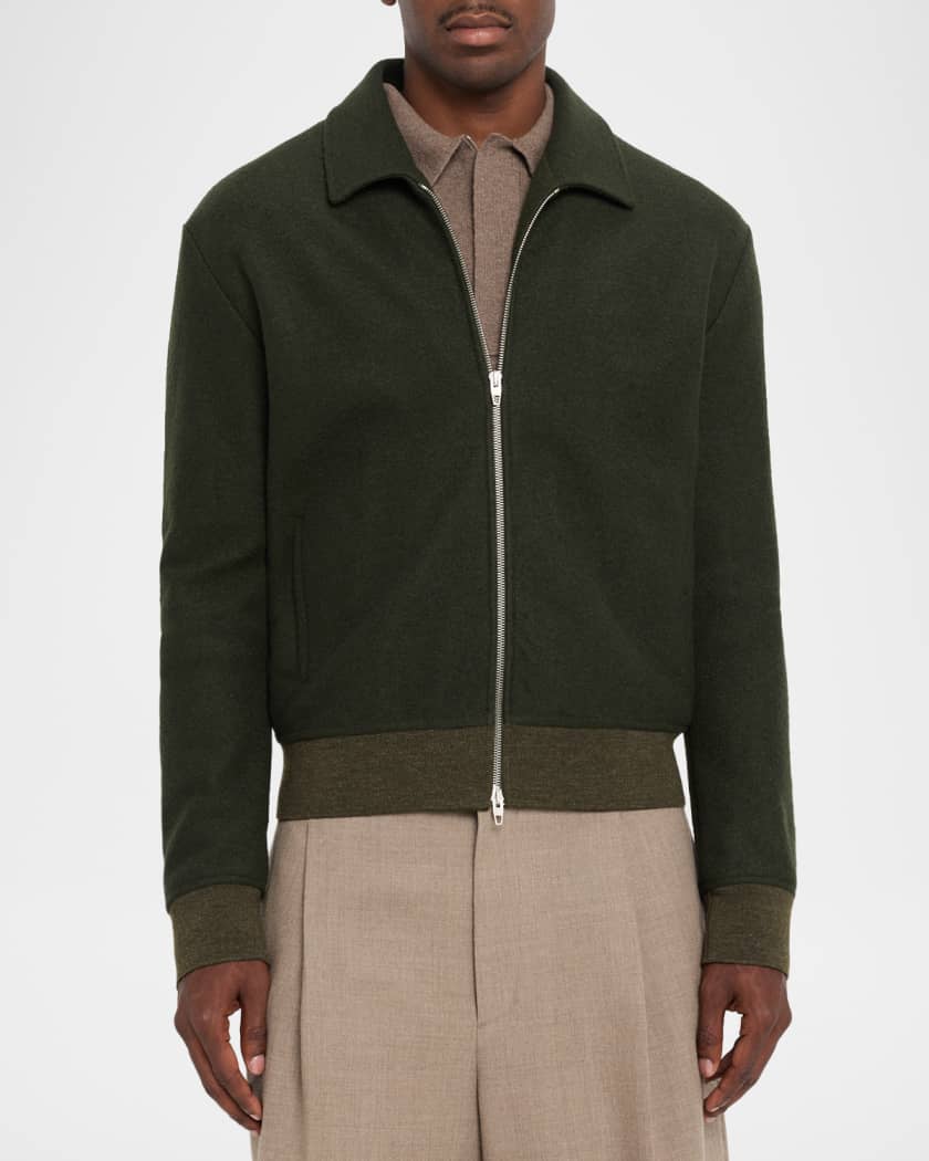 Jil Sander Men's Wool Zip Up Sweatshirt | Neiman Marcus