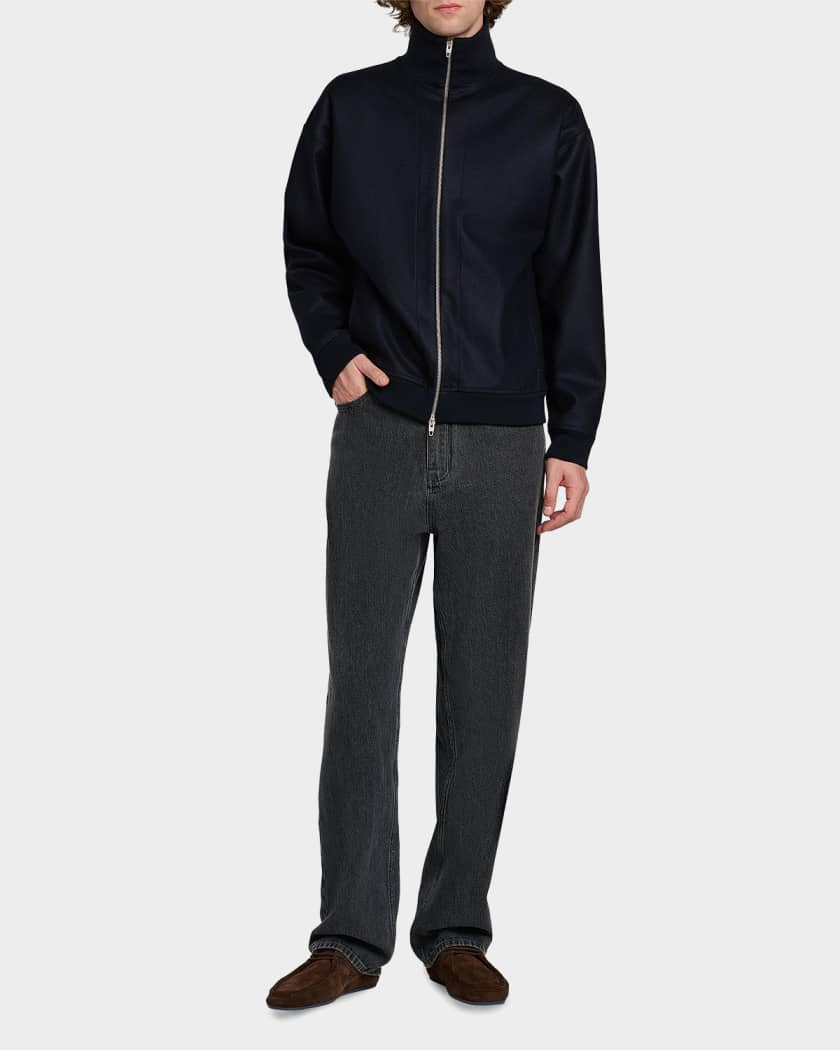 Jil Sander Men's Melton Wool Zip-Front Jacket | Neiman Marcus