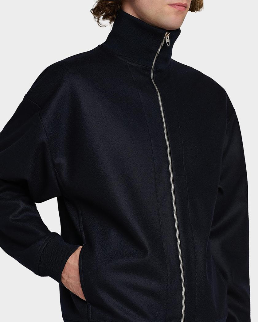 Jil Sander Men's Melton Wool Zip-Front Jacket | Neiman Marcus