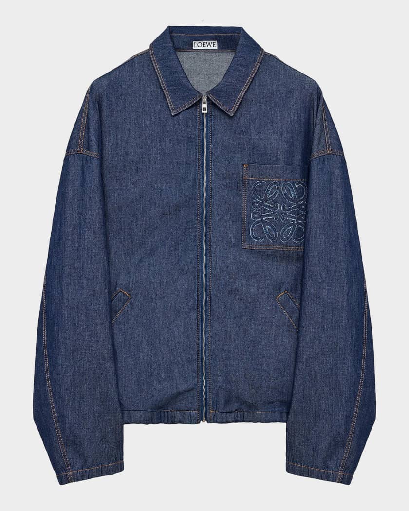 Loewe Men's Denim Zip-Front Jacket | Neiman Marcus
