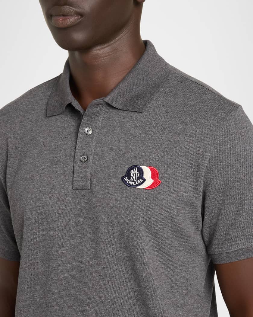 Moncler Men's Triple Logo Pique Polo Shirt | Neiman Marcus