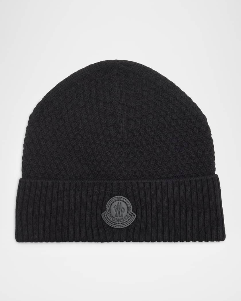 Moncler Men's Textured Knit Logo Beanie Hat | Neiman Marcus