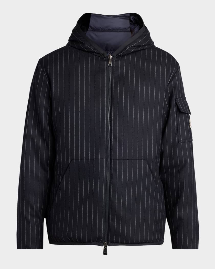 Moncler Grenoble Men's Ceze Reversible Pinstripe Wool Down Jacket