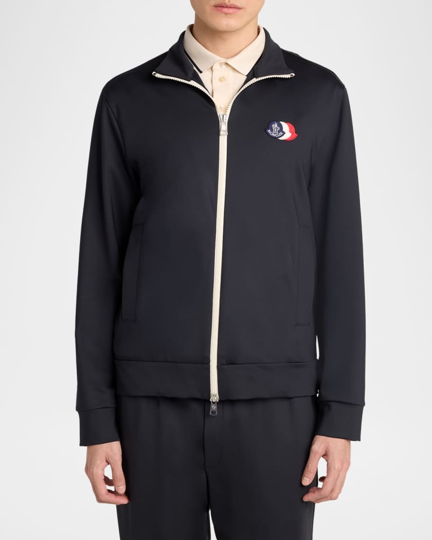 MONCLER フード スウェット スタジャン Moncler Men's Stand-Collar Technical Jersey Sweatshirt | Neiman Marcus