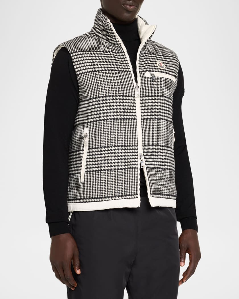 MONCLER チェック柄 フリースベスト Moncler Men's Gienah Reversible Wool-Blend Down Vest | Neiman Marcus
