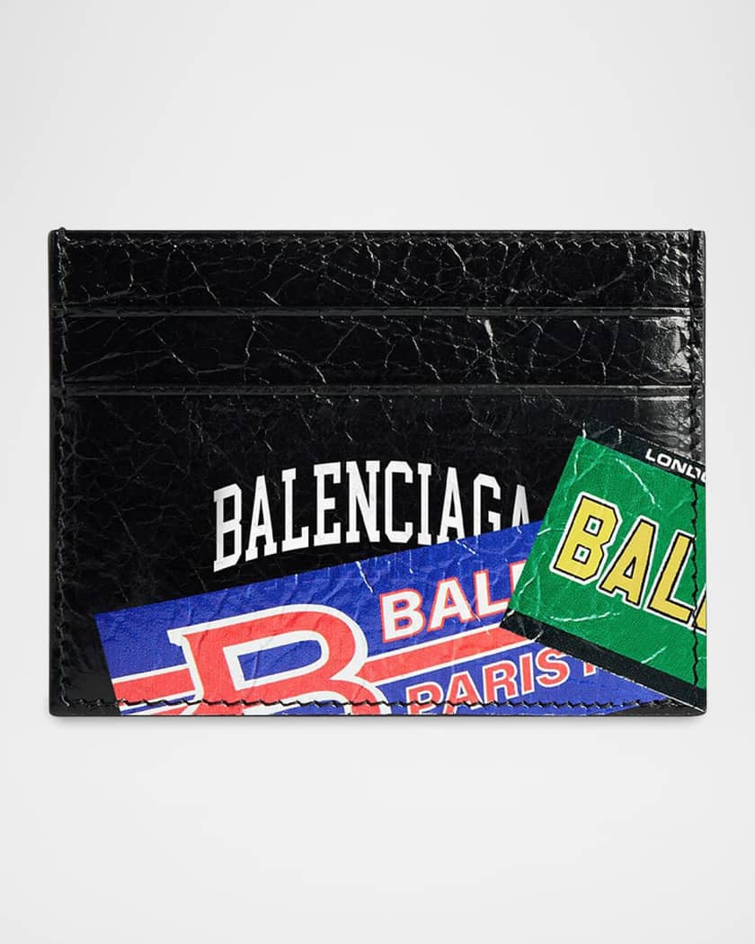 BALENCIAGA ネイビー レザー マネークリップ Balenciaga Graphic Leather Card Holder | Neiman Marcus