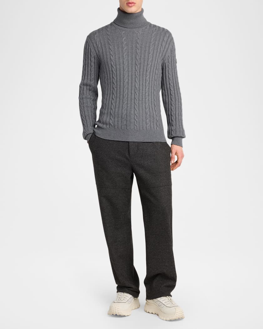 Moncler Men's Wool Cable Knit Turtleneck Sweater | Neiman Marcus