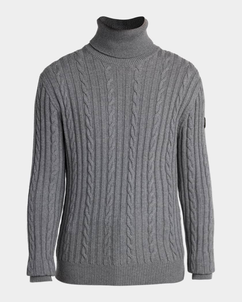 Moncler Men's Wool Cable Knit Turtleneck Sweater | Neiman Marcus