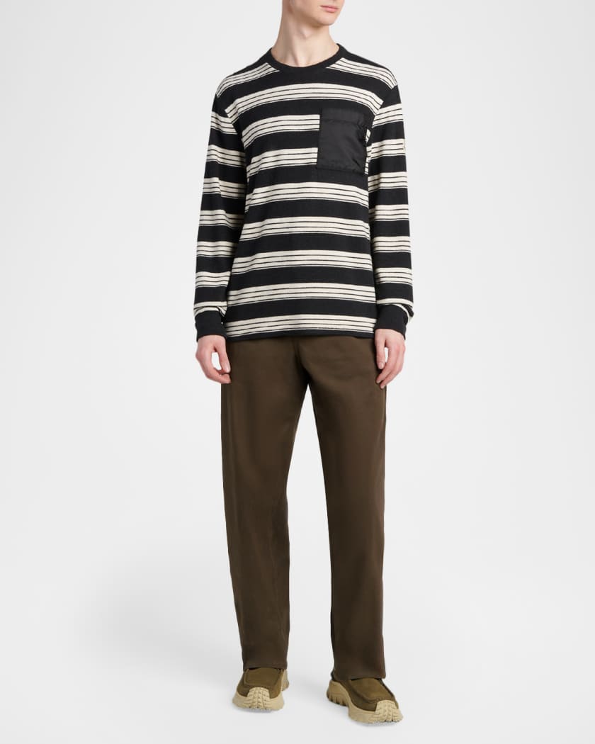 Moncler Men's Stripe Patch-Pocket Long-Sleeve T-Shirt | Neiman Marcus
