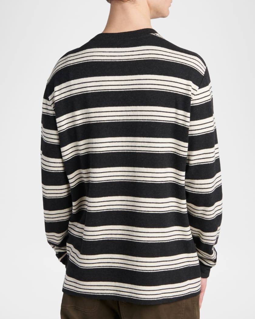 Moncler Men's Stripe Patch-Pocket Long-Sleeve T-Shirt | Neiman Marcus