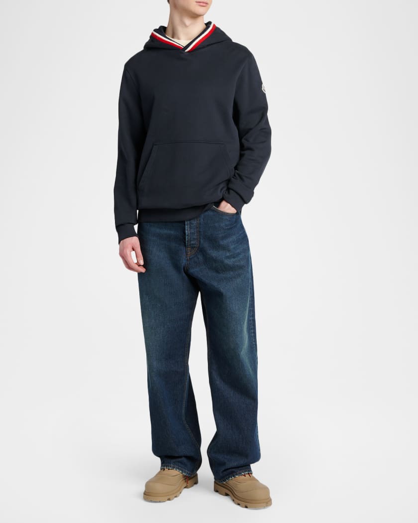 MONCLER モンクレール TRIONPHE トリオンフ Moncler Men's Tricolor-Trim Cotton Hoodie | Neiman Marcus