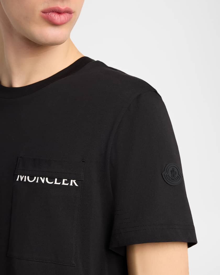 Moncler Men's Split-Logo Cotton Crewneck T-Shirt | Neiman Marcus