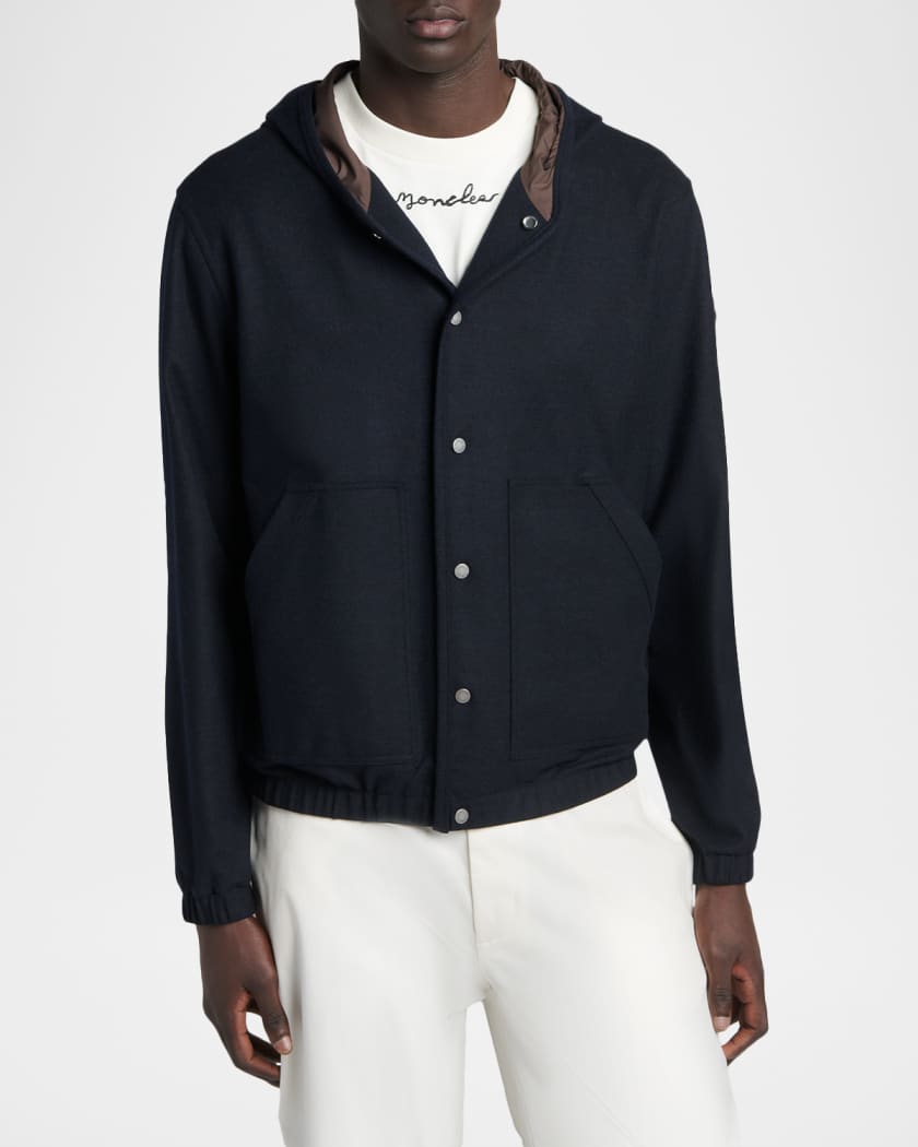 Moncler Men's Hooded Snap-Front Blouson | Neiman Marcus