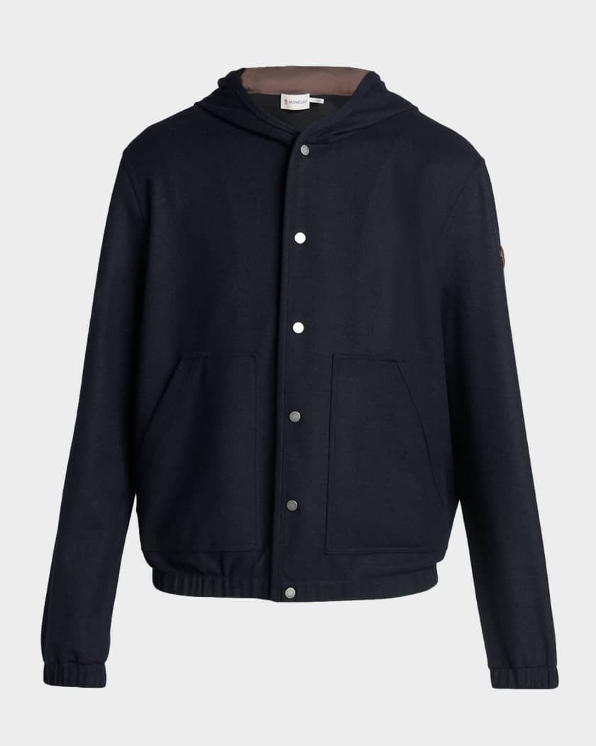 トップス MONCLER XS BLACK Moncler Men's Hooded Snap-Front Blouson | Neiman Marcus