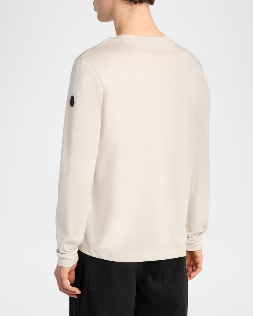 Moncler Men's Split-Logo Cotton Long-Sleeve T-Shirt | Neiman Marcus