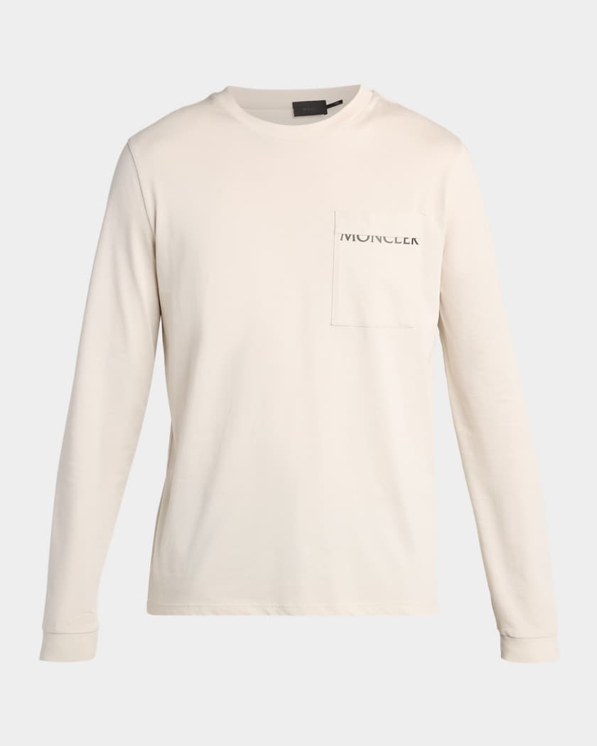 Moncler Men's Split-Logo Cotton Long-Sleeve T-Shirt | Neiman Marcus