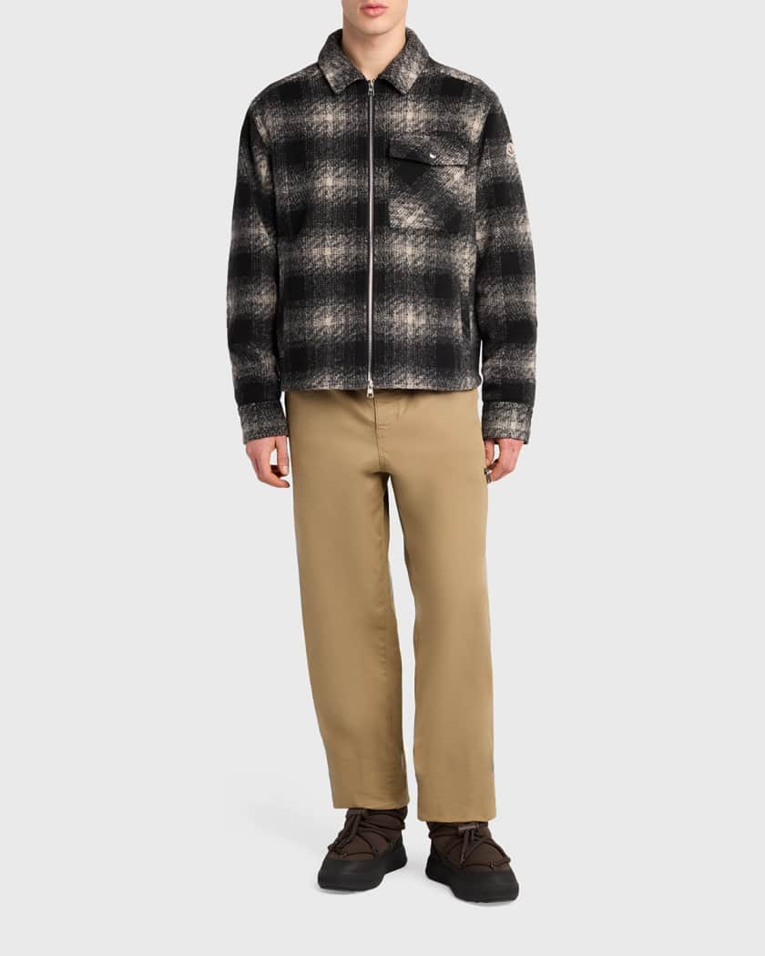 Moncler Men's Buffalo Check Full-Zip Shirt Jacket | Neiman Marcus