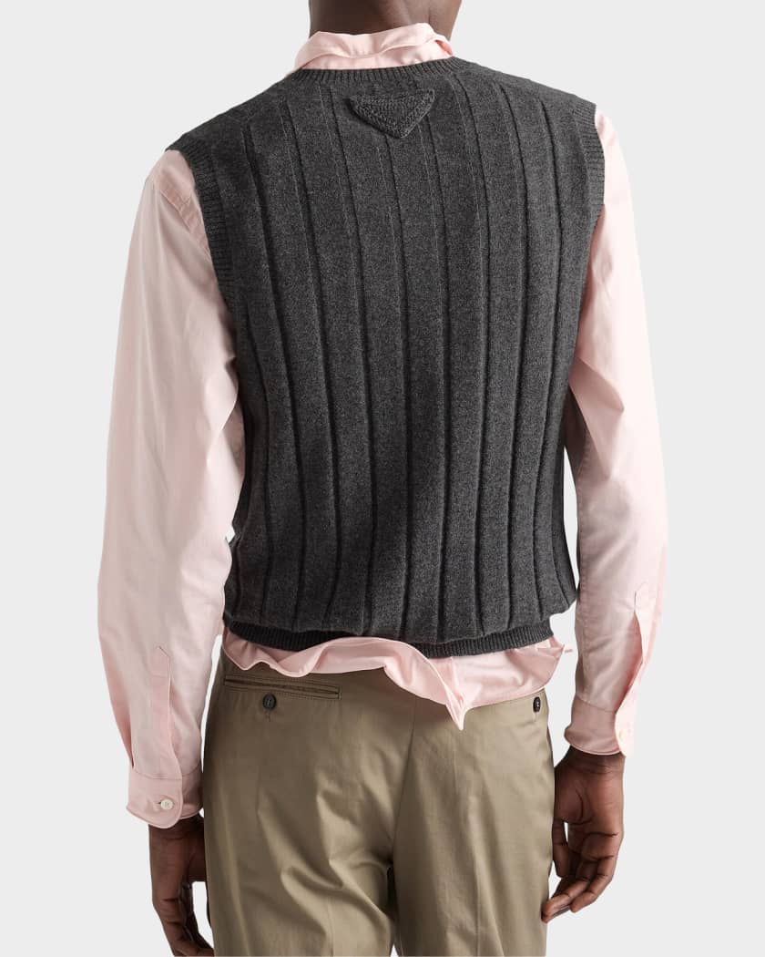 Prada Men's Cashmere V-Neck Vest | Neiman Marcus