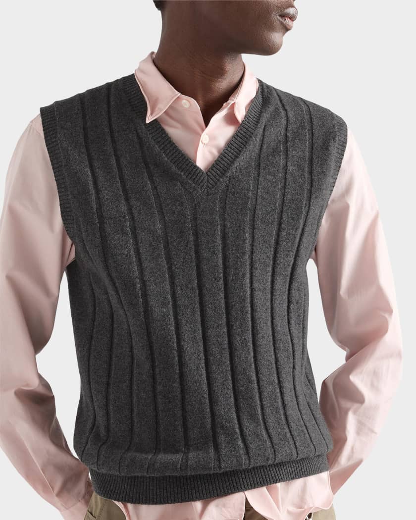 Prada Men's Cashmere V-Neck Vest | Neiman Marcus