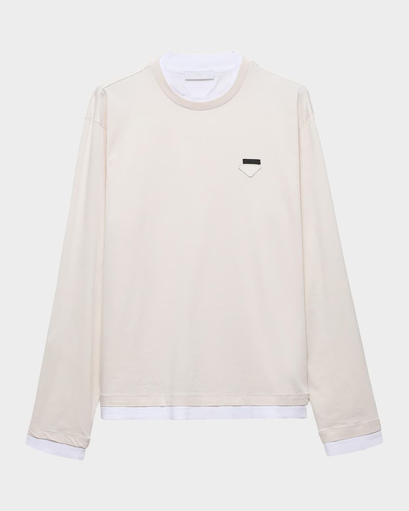 トップス PRADA SPORT Cotton L/S Tee size M Prada Men's Long-Sleeved Cotton T-Shirt | Neiman Marcus