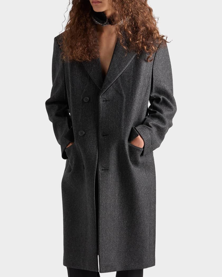 現行　TOM FORD pコート　ウール　ホワイト　正規品　レザータグ　Aライン Prada Men's Single-Breasted Wool Coat | Neiman Marcus
