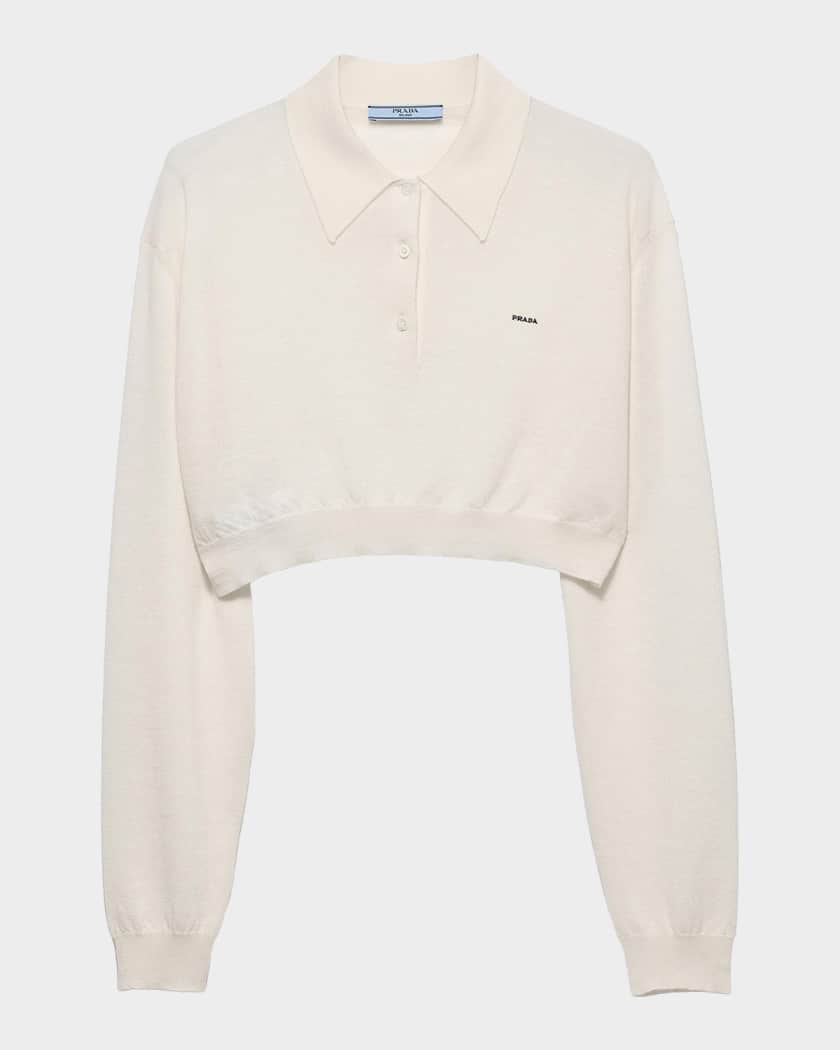 Prada Cropped Cashmere Polo Shirt | Neiman Marcus